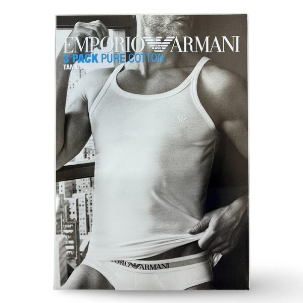 Emporio Armani Men's Pure Cotton Tank Top 3 Pack - White M