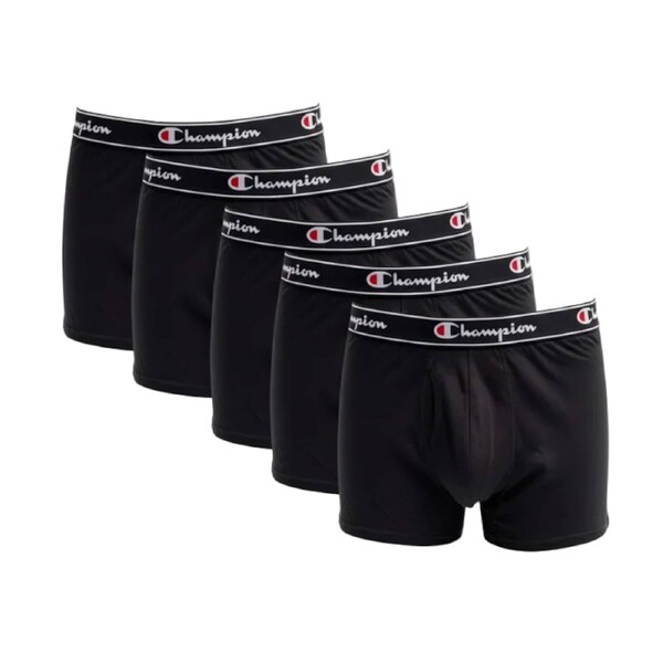 Champion Men's X-Temp Double Dry Boxer Briefs 5 Pack - Black M