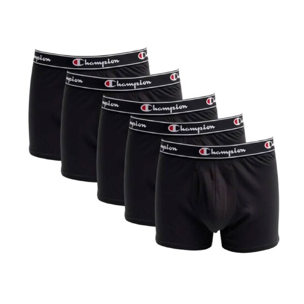 Champion Men’s X-Temp Double Dry Boxer Briefs 5 Pack – Black XL