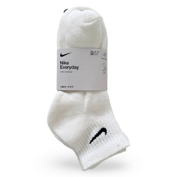 Nike Unisex Cushioned Ankle Socks 3-Pack – White/Black M