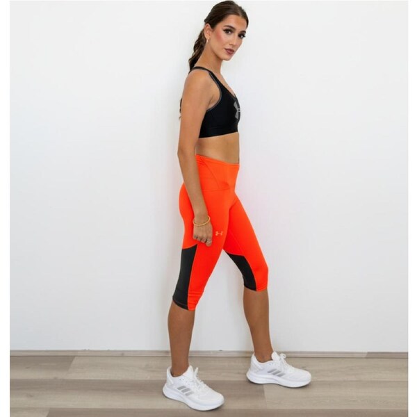 Under Armour Women's UA FLY-FAST Mid Rise Speed Capri Tights - Phoenix Fire/Jet Grey/Reflective XL