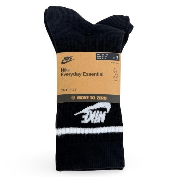 Nike Sportswear Everyday Essential Crew Socks 3-Pack – Black/White XL
