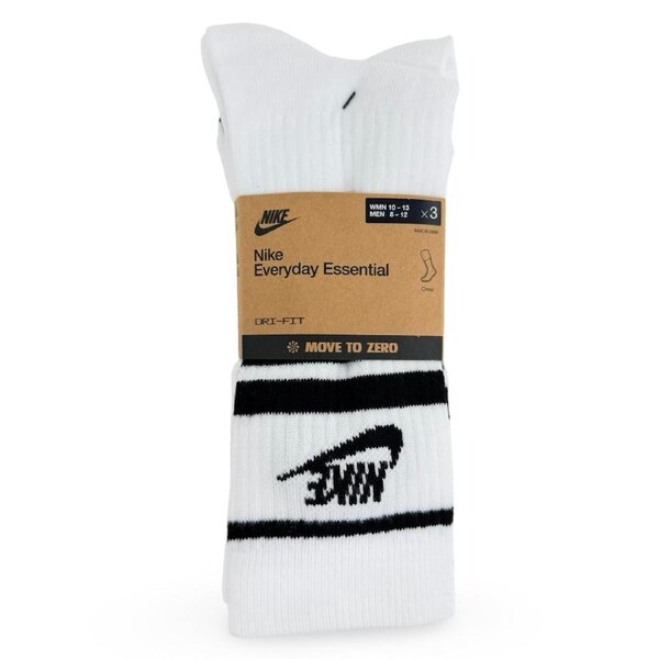 Nike Sportswear Everyday Essential Crew Socks 3-Pack – White/Black L