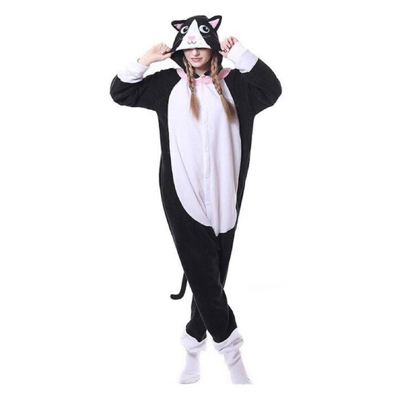 Adults Black Cat Onesie Costume Cosplay Pajamas L