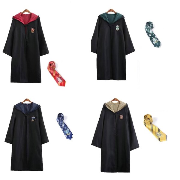 Adults Wizard Costume Magic Robe & Tie Book Week Halloween Cosplay S / Red