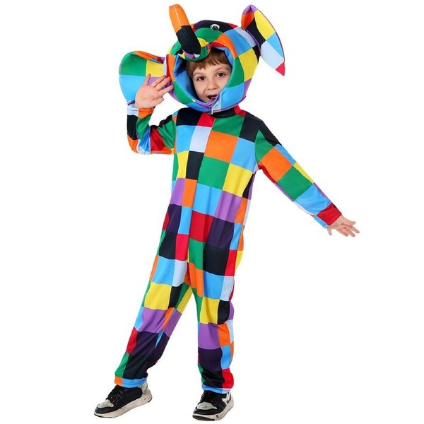 Kids Elmer the Patchwork Elephant Costume Book Week Cosplay XL