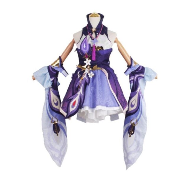 Genshin Impact Keqing Costume Gaming Anime Cosplay Comicon Outfit S