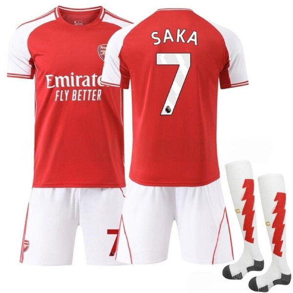 25/26 Kids Arsenal Saka #7 Boys Soccer Jersey Set Football Kits 28