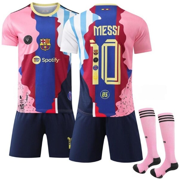 25/26 Special Edition Messi Kids Soccer Jersey Shorts Set #10 Football Kit 26