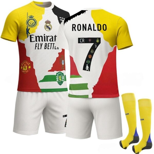 25/26 Special Edition Ronaldo Kids Soccer Jersey Shorts Set #10 Football Kit 22