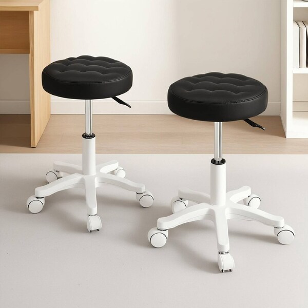 Levede 2xBar Stools Rolling Salon Chairs Swivel Stool Adjustable Height Work SPA Black