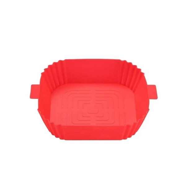 Air Fryer Silicone Pot Air Fryer Basket Liner Non-Stick Reusable Baking Tray Red