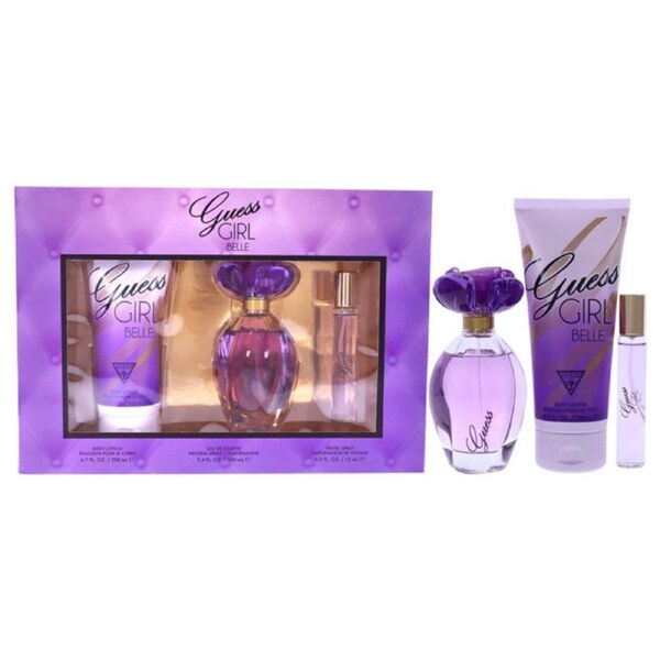 Guess Girl Belle by Guess for Women - 3 Pc Gift Set 3.4oz EDT Spray , 0.5oz EDT Travel Spray, 6.7oz Body Lotion 3 Pc Gift Set