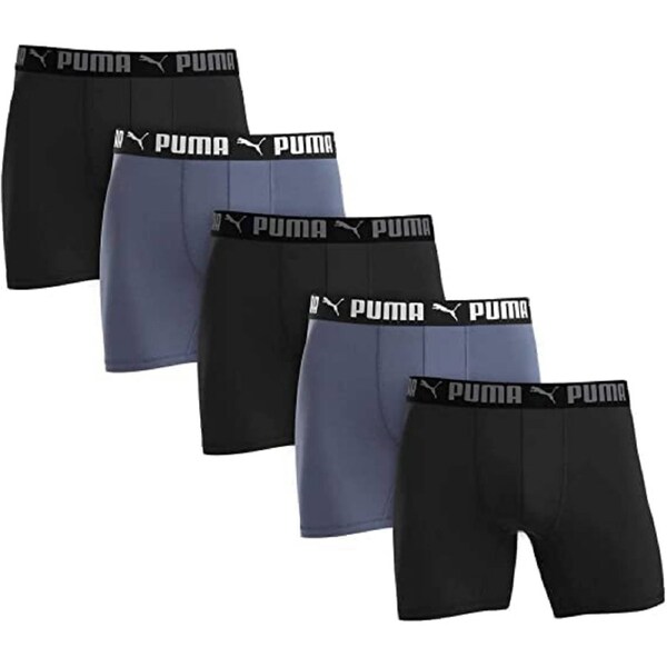 PUMA Men's Performance Sport Boxer Briefs 5-Pack, Black/Grey L