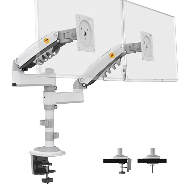 Dual Monitor Arm Ergonomic for Desktops VESA Mount NB-H180 White