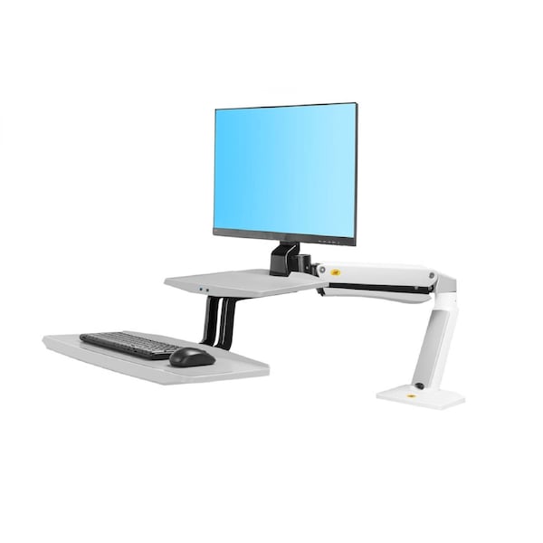 24"-35" FC55-B Sit Stand Desk Single Screen Mount White