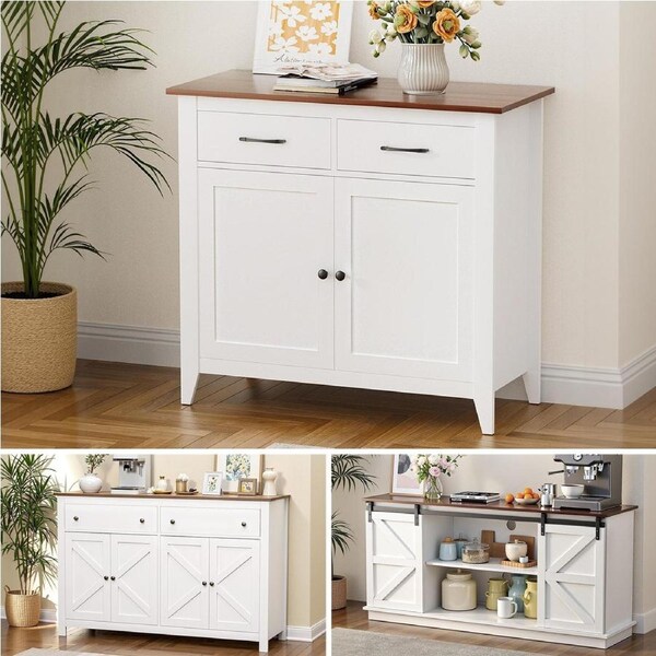 Artiss Buffet Sideboard 90/140/150cm Length Storage Cabinet Kitchen White 150cm Slinding