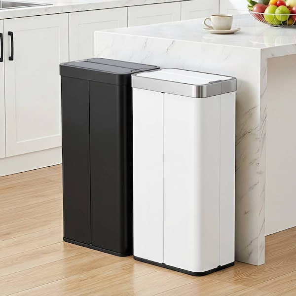 Devanti Motion Sensor Bin 70L Rubbish Bin Automatic Kitchen Bin Touchless White Black