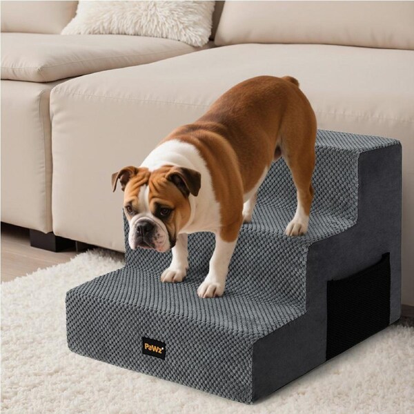 Pawz 3/4 Steps Pet Stairs Bed Sofa High Density Foam Dog Ramp Non-Slip Ladder 3 Steps