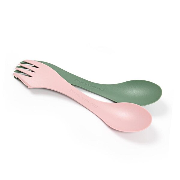Light My Fire - Spork Lefty Sandy Green & Dusty Pink
