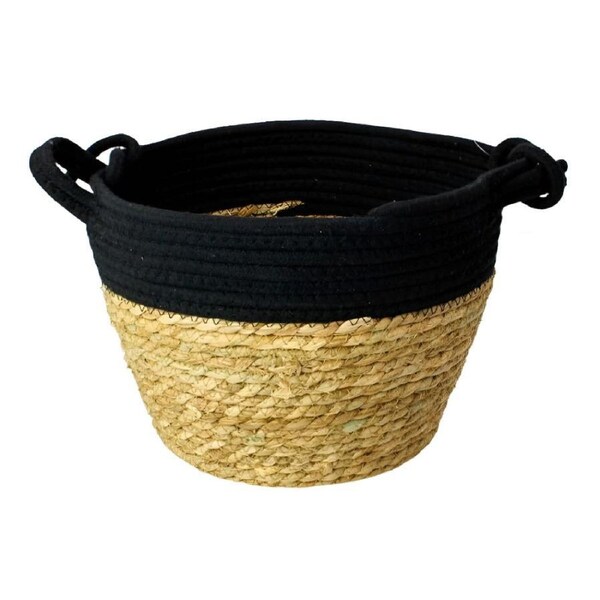 Seagrass Rope Storage Basket Black Small