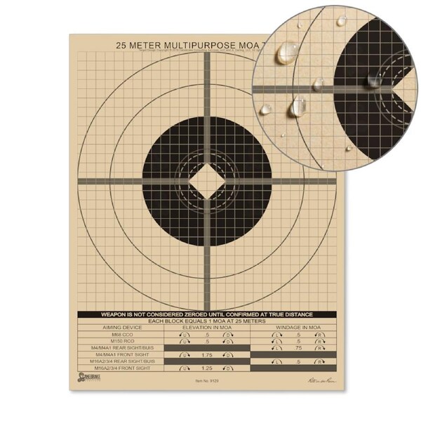Rite in the Rain - 8.5" x 11" Zeroing Targets 25 Metre True MOA Multipurpose Zeroing Target