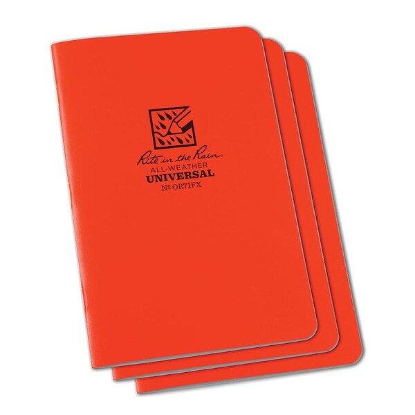 Rite in the Rain - Stapled 4.625 x 7 Field Flex Notebook - Universal - 3 Pack Blaze Orange