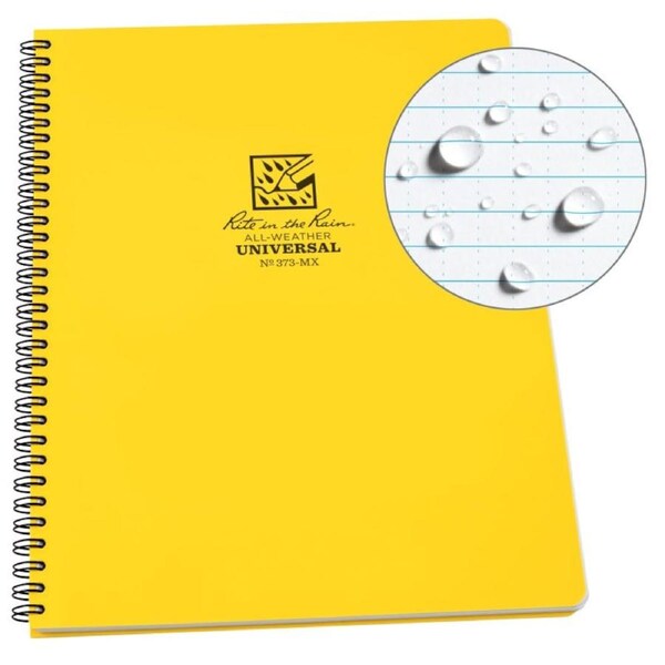 Rite in the Rain - Maxi Side Spiral 8.5 x 11 Polydura Notebook - Universal Yellow