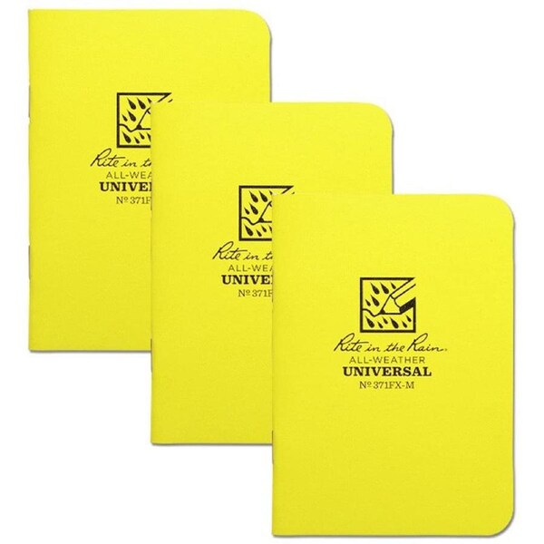 Rite in the Rain - Mini Stapled 3.25 x 4.625 Field Flex Notebook - Universal - 3 Pack Yellow - 3 Pack