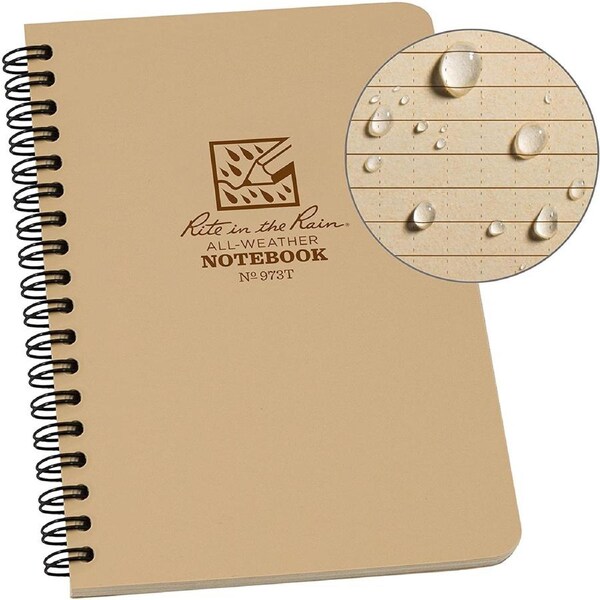 Rite in the Rain - Side Spiral 4.625 x 7 Polydura Notebook - Universal Tan