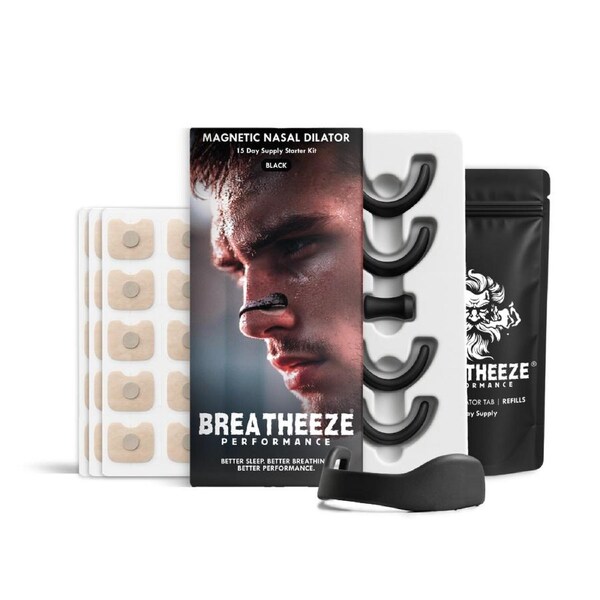 Breatheeze Magnetic Nasal Strip - 15 Day Supply Black | 15 Day Supply