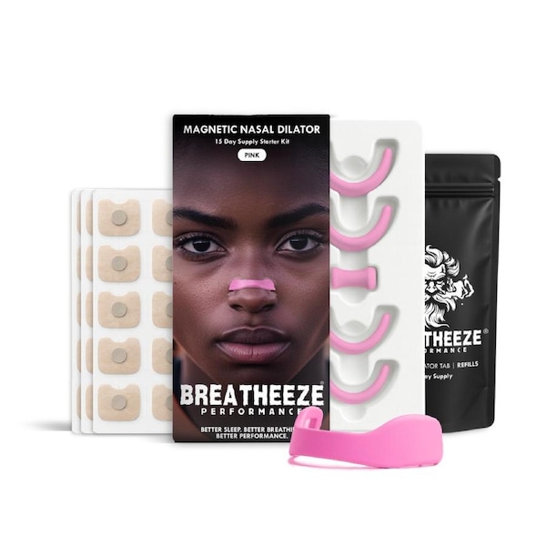 Breatheeze Magnetic Nasal Strip - 15 Day Supply Pink | 15 Day Supply