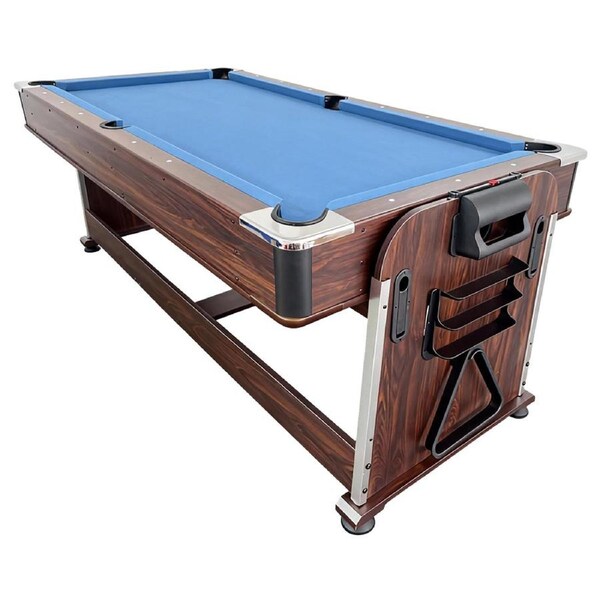 Eeeza 4 In 1 Multi-functional Game Table with Full Accessories for Home, MDF, 7Ft Walnut / Blue
