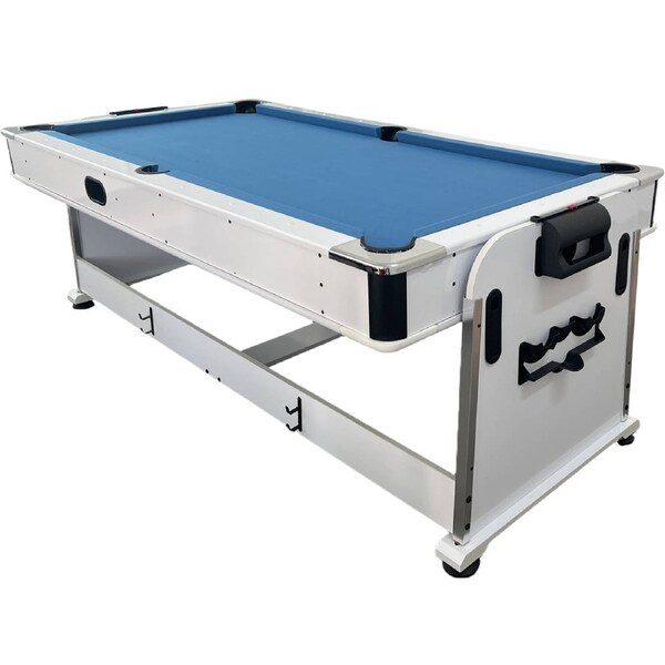 Eeeza 4 In 1 Multi-functional Game Table with Full Accessories for Home, MDF, 7Ft White / Blue