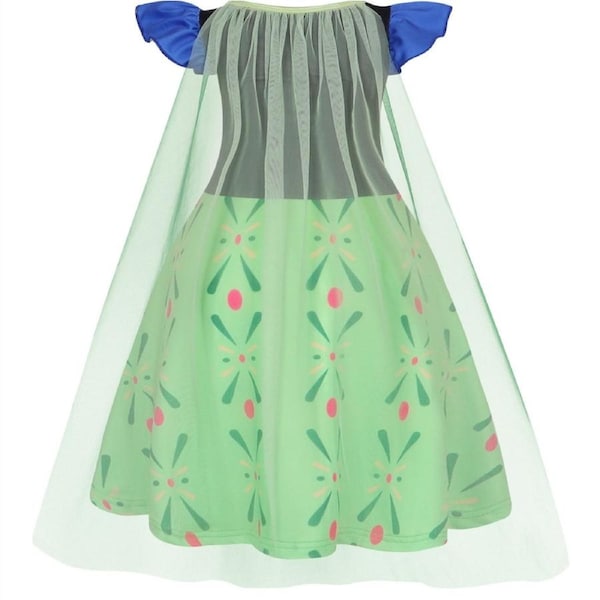 HOLALA Princess Dress With Cape Girls Christmas Birthday Party Cosplay Costume Fancy Outfit-DarkGreen 100cm