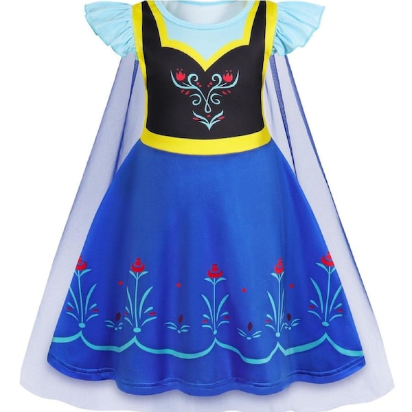 HOLALA Princess Dress With Cape Girls Christmas Birthday Party Cosplay Costume Fancy Outfit-DarkBlue 100cm