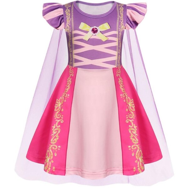HOLALA Princess Dress With Cape Girls Christmas Birthday Party Cosplay Costume Fancy Outfit-Purple 120cm