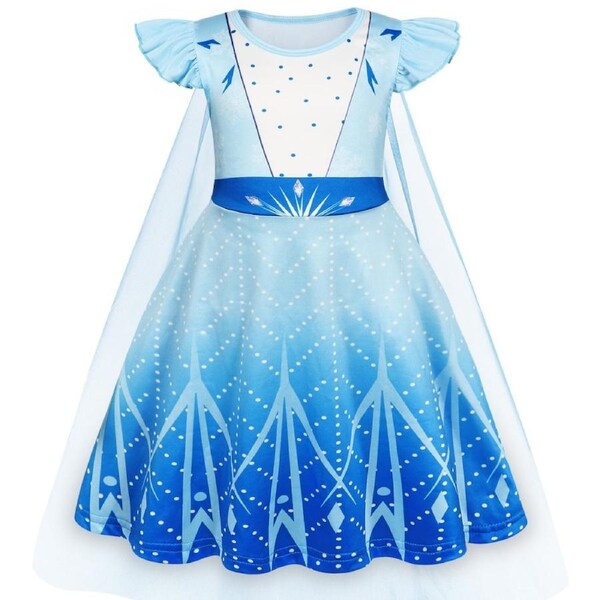 HOLALA Princess Dress With Cape Girls Christmas Birthday Party Cosplay Costume Fancy Outfit-LightBlue 100cm