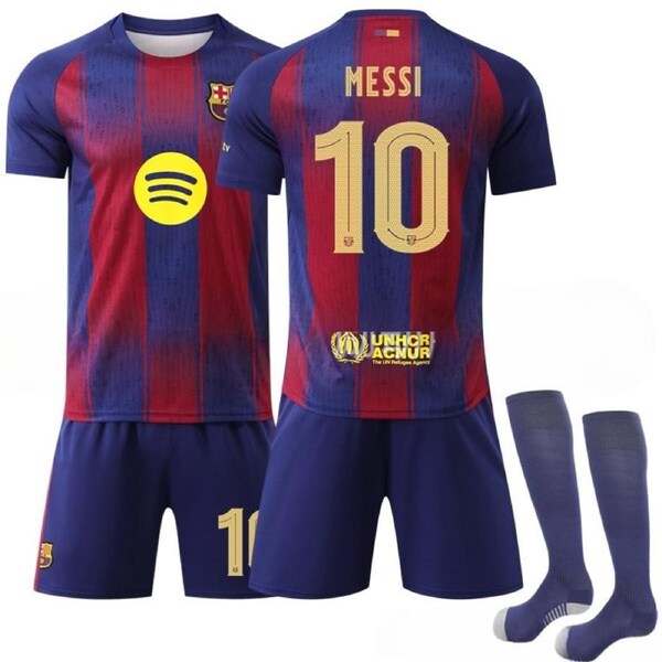 26/27 Messi Barcelona Kids Soccer Jersey Shorts Set #10 Football Kit 20