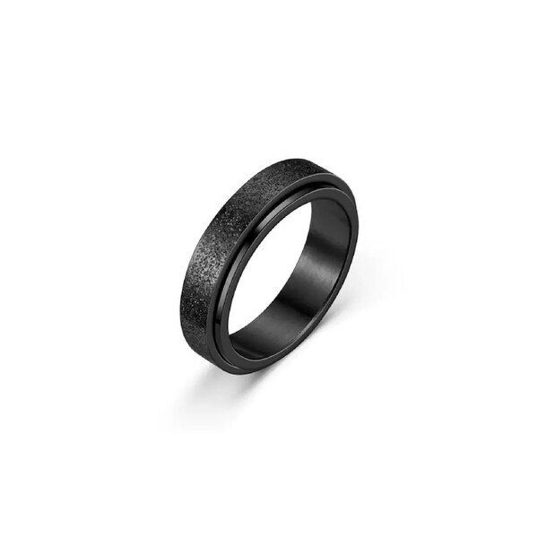 Anxiety Spinner Ring - Textured Black Size 8