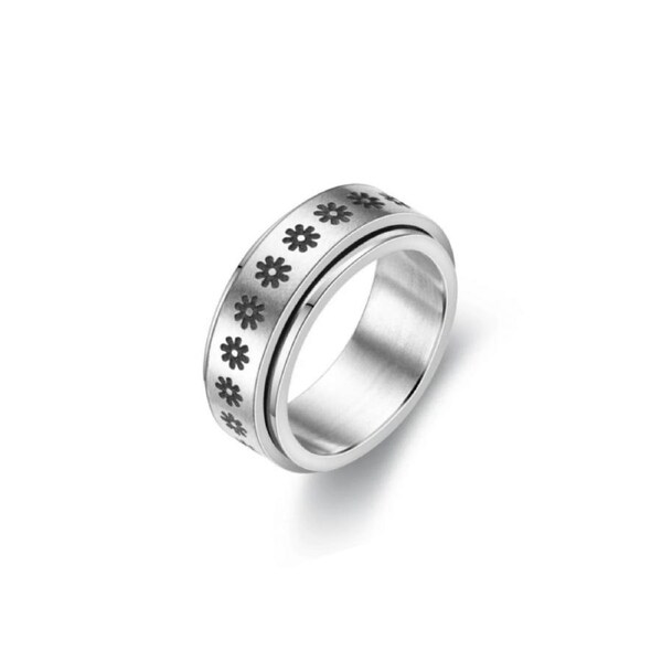 Anxiety Spinner Ring - Flowers Size 6