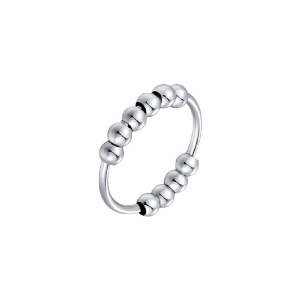 Anxiety Ring - Silver Beads Size 10