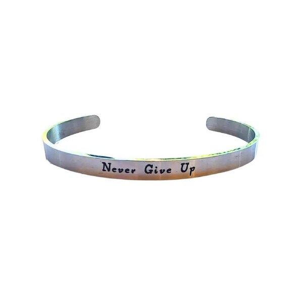 Inspirational Cuff Bangle Never Give Up