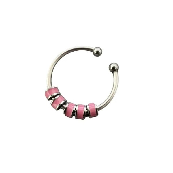 Beaded Anxiety Fidget Ring Pink
