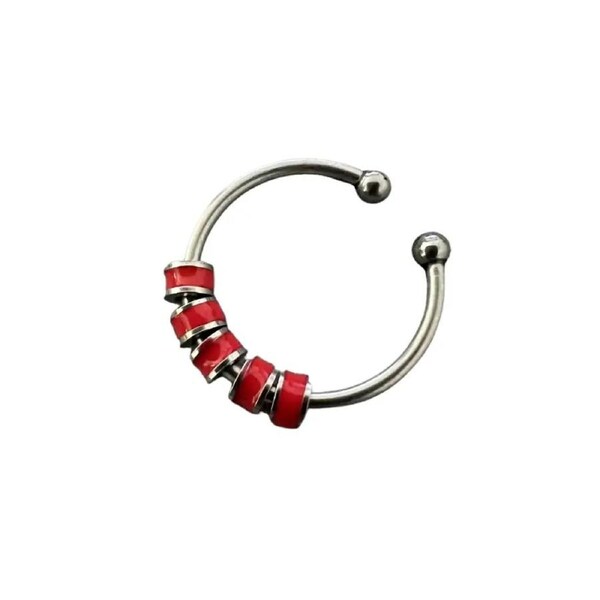 Beaded Anxiety Fidget Ring Red