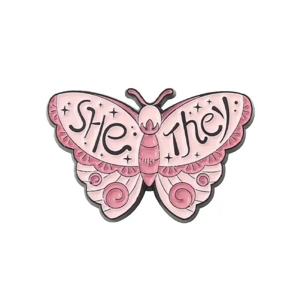 Butterfly Pronoun Pin She/They