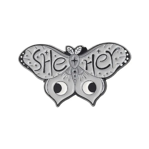 Butterfly Pronoun Pin She/Her
