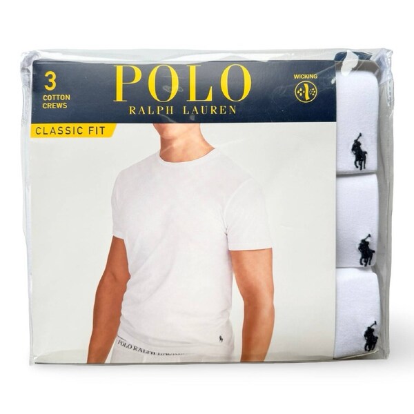 Polo Ralph Lauren Men's Cotton Crew Neck T-Shirt 3 Pack - White S