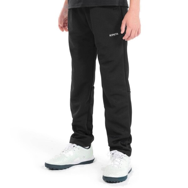 Kipsta T100 Kids' Football Training Bottoms Black 10-11 Years / 141-150 cm / Black/White