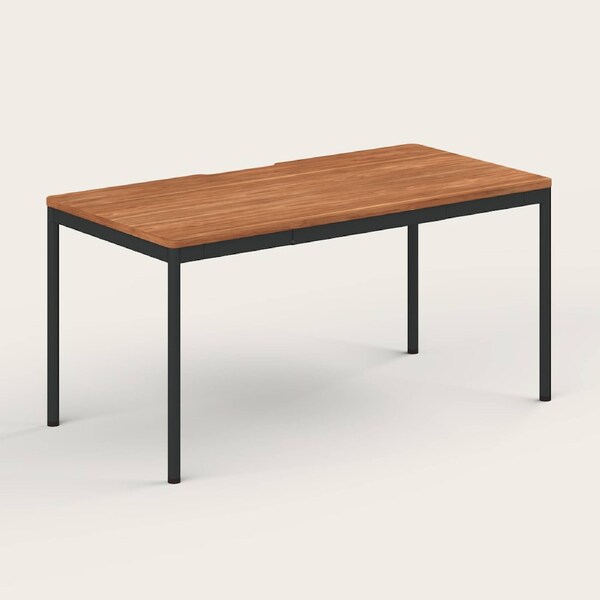 RECESS Everyday Desk, Modern Minimalist Home Office Desk - Walnut Tabletop Small Walnut Top | Black Legs & Frame
